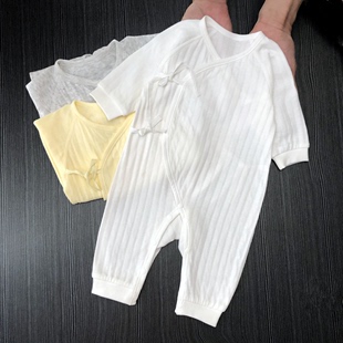 新生儿衣服0 婴儿连体衣春秋款 6个月纯棉哈衣初生儿宝宝和尚服