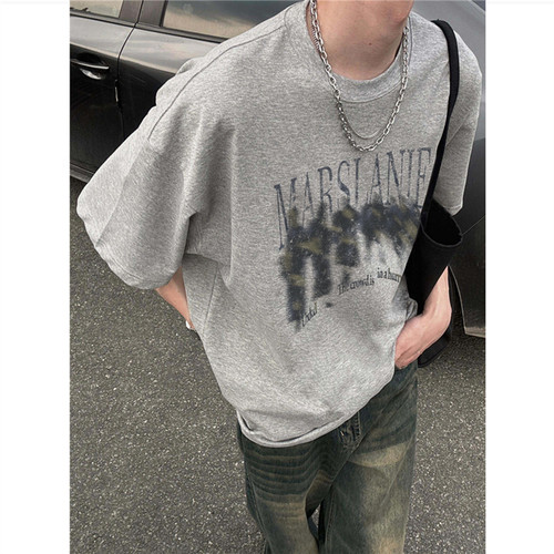 美式高街oversize正肩短袖t恤男