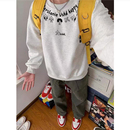 加绒加厚设计感上衣 秋冬款 纯棉高街美式 hiphop圆领卫衣男2025新款