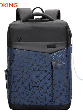 网红款aoking双肩包USB笔记本电脑包立体商务背包大容量学生书包