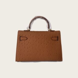 日本ぜいたh家鸵鸟纹头层牛皮凯莉包二代21cm 单肩 真皮斜挎女包