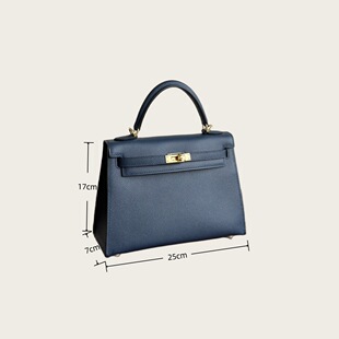 日本ぜいたh家掌纹ep头层牛皮凯莉包二代 25cm休闲真皮女包手提单