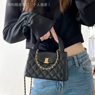 日本ぜいた新款 小香风23k凯莉包kelly手柄中古真皮牛皮单肩斜挎菱