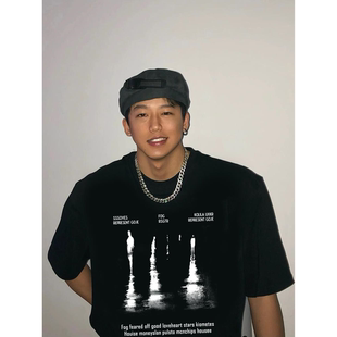 日本WUJE短袖男款夏季T恤2025新款青少年潮流重磅纯棉半袖上衣