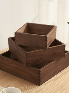 正方形无盖实木收纳盒化妆品杂物整理木箱定制火锅蔬菜相思木托盘