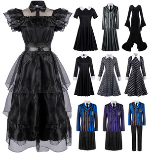 亚当斯一家星期三cos服德拉克斯亚Cosplay连衣裙印花舞会裙cospla