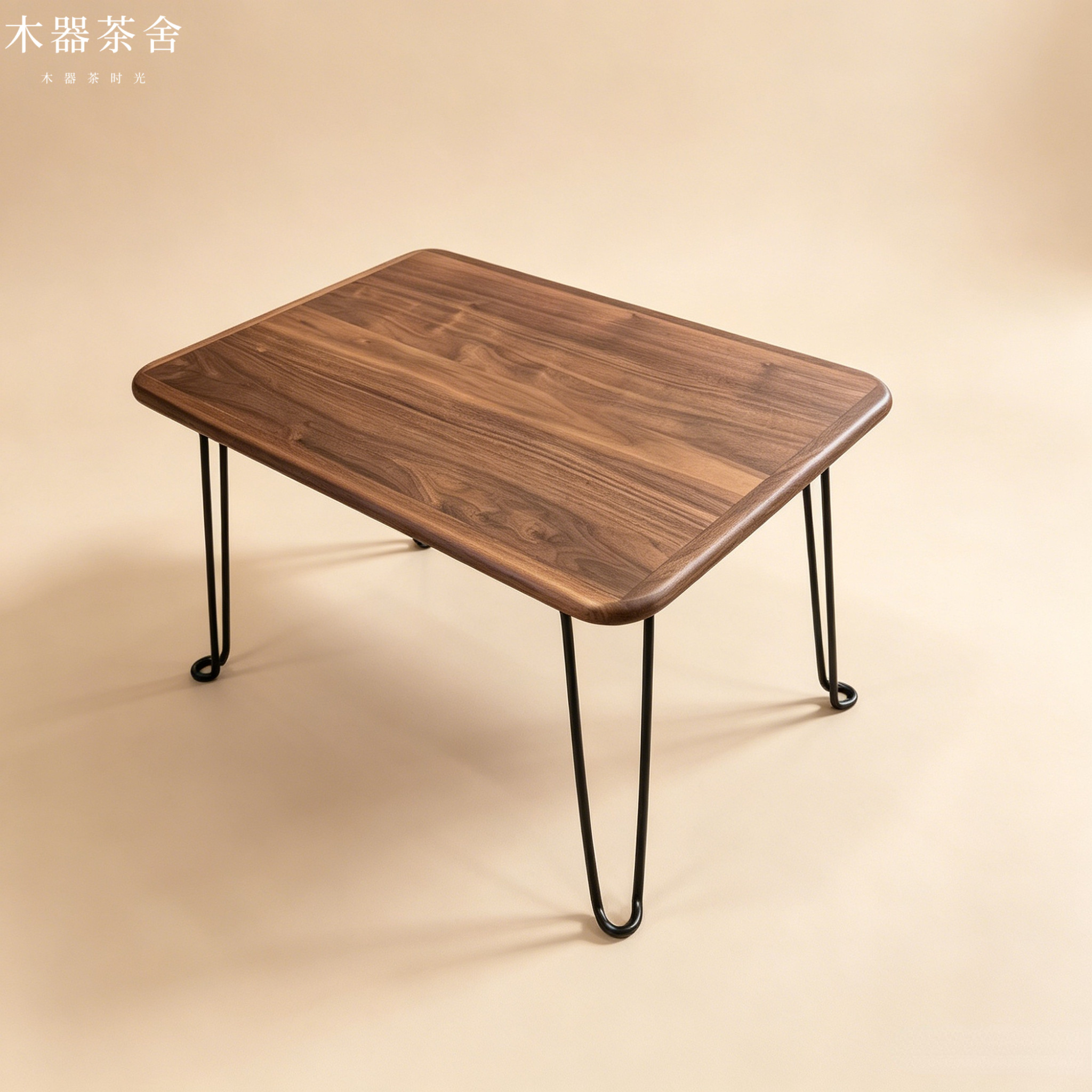 北美黑胡桃实木长方形茶几可折叠轻奢飘窗阳台小茶桌图片