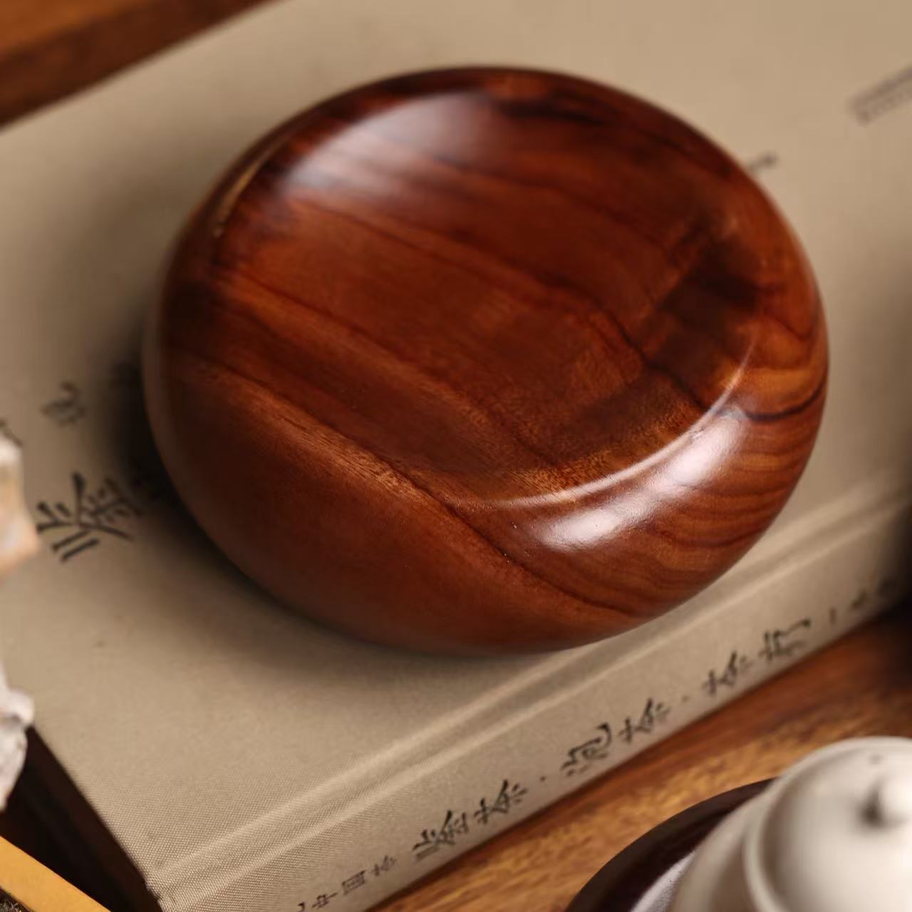 香樟木实木圆形壶承底座