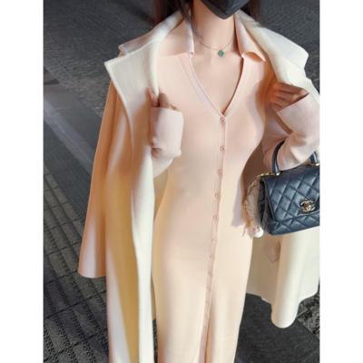 高知智性风针织修身高弹内搭长裙