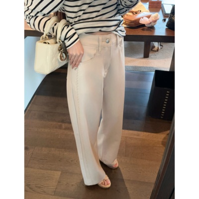 JAMAIS VU【垂感顶流】New money贵气浅米 高腰休闲巨舒适牛仔裤