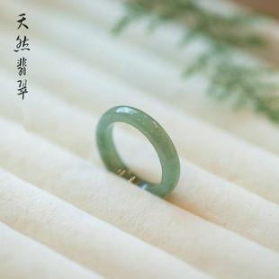 天然翡翠戒指缅甸A货玉石指环情侣白冰戒圈冰糯种翡翠玉指环超细