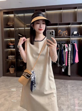 亚麻棉连衣裙女无袖背心裙