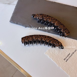 日韩时尚 百搭简约女生发饰抓夹咖色豹纹超紧发夹马尾夹大号香蕉夹