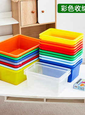 长方形塑料带盖收纳盒桌面文具杂物分类整理盒水果蔬菜纯色储物盒