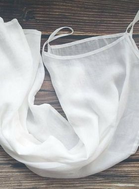 100%精梳棉白色打底裙连衣裙宽松大码中长款内搭打底吊带背心衬裙