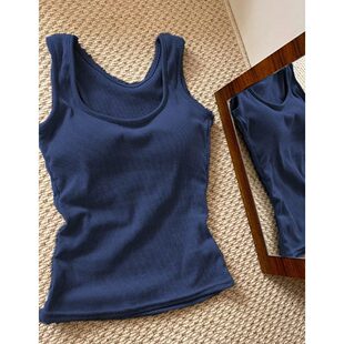 外穿内搭打底无袖 修身 上衣 大码 纯棉带胸垫工字吊带背心女春夏新款