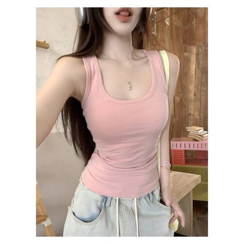 纯棉春夏季吊带背心女大码胖mm修身外穿内搭打底运动工字无袖上衣