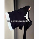 假两件长袖 打底衫 女大码 95棉2026春秋季 新款 胖mm内搭T恤正肩上衣