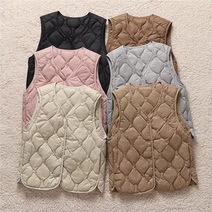 中老年轻薄保暖羽绒内胆女马甲内搭大衣搭配神器坎肩圆领背心外套