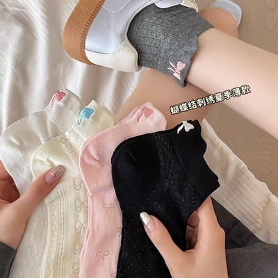 蝴蝶结隐形袜简约女夏季