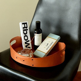 复古铆钉风格木质托盘桌面夏克盒木皮收纳带提手置物托盘