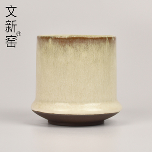文新窑白釉迎客杯茶室接待杯餐厅自助茶水杯陶瓷窑变茶具闻香杯