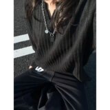 网图现货早秋肌理感痞帅正肩宽松百搭长袖T恤男女W24/特P25，男装Polo衫，星座205-3