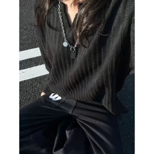 网图现货 早秋肌理感痞帅正肩宽松百搭长袖T恤男女W24/特P25图片