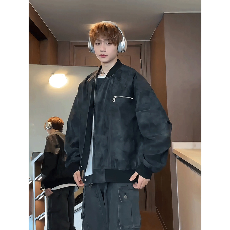 网图现货美式宽松蛋白PU皮痞帅休闲外套夹克JK979/P80，男装夹克，星座205-3