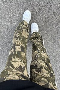 美式复古迷彩裤男宽松直筒裤三条杠运动休闲长裤K0053/P55图片