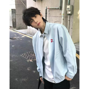 现货   浅蓝色早秋正肩cleanfit短款宽松休闲夹克JK1699/特P65图片