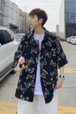 主推款2021夏季短袖情侣蝴蝶印花上衣衬衫205-3#C02/，男装衬衫，星座205-3