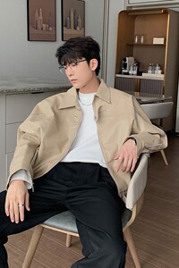 网图现货 痞帅Pu皮衣小众设计感潮牌双拉链垫肩皮夹克男J630/P80图片