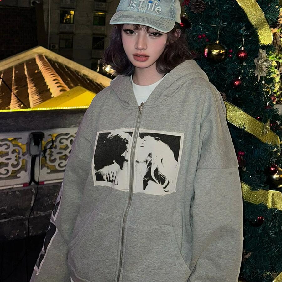 现货美式高街卫衣外套男女宽松慵懒风盐系外套W229/P55,女装短外套,星座205-3