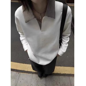 现货 美式拼接polo衫男款老钱风正肩长袖t恤TK43/P特P45图片