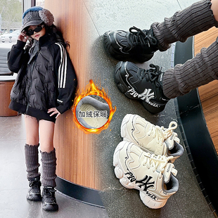 儿童运动鞋冬季男童鞋子加绒二棉鞋皮面冬天女童鞋软底宝宝潮鞋冬