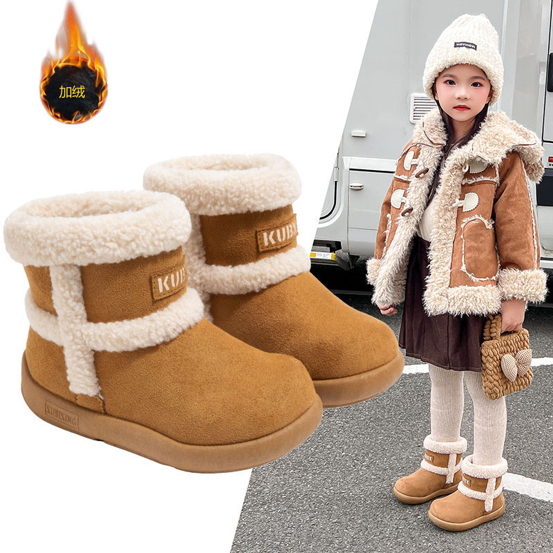 儿童面包鞋加绒加厚一脚蹬雪地靴