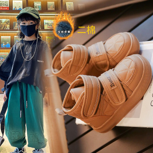 儿童二棉鞋冬季男童鞋子加厚秋冬款高帮小皮鞋宝宝冬鞋女童鞋薄绒