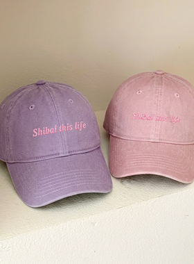 Shibal this life韩国男女百搭显脸小鸭舌帽刺绣软顶棒球帽