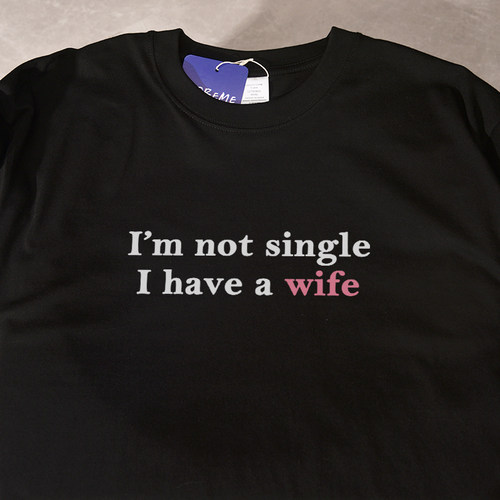 I have a wife夏季新款短袖t恤宽松休闲纯棉百搭男女情侣