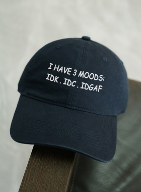 IDK.IDC.IDGAF韩国情侣男女百搭显脸小鸭舌帽刺绣软顶棒球帽