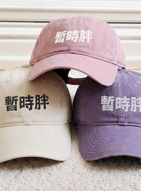 暂时胖韩国情侣男女百搭显脸小鸭舌帽刺绣软顶棒球帽