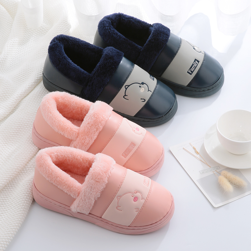女士居家防滑包跟毛绒月子棉拖鞋