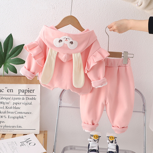 女童卫衣套装春秋2025新款儿童洋气休闲运动春季宝宝时髦纯棉春装