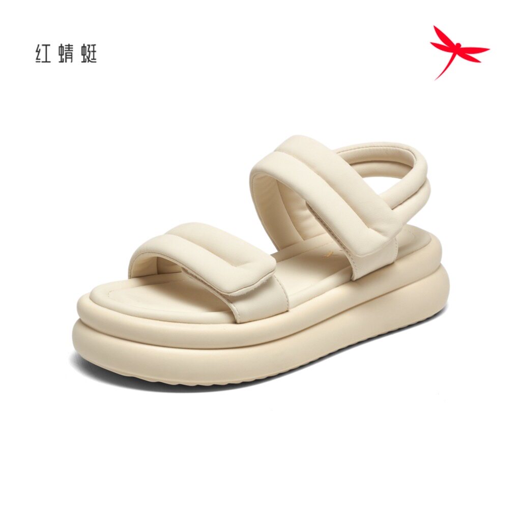 红蜻蜓凉鞋女夏季露趾休闲厚底图片