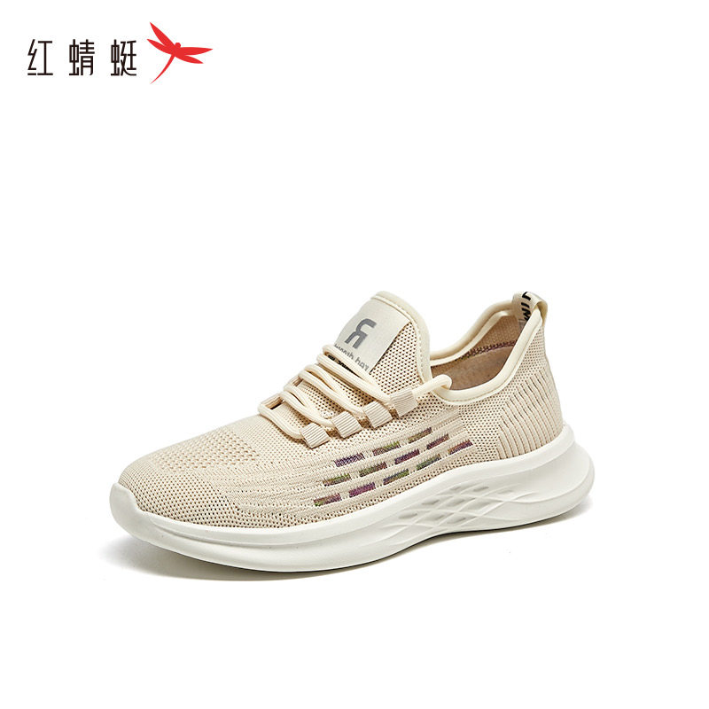 红蜻蜓春夏季女士跑步鞋休闲B42002921飞织厚底网面B42002922透气