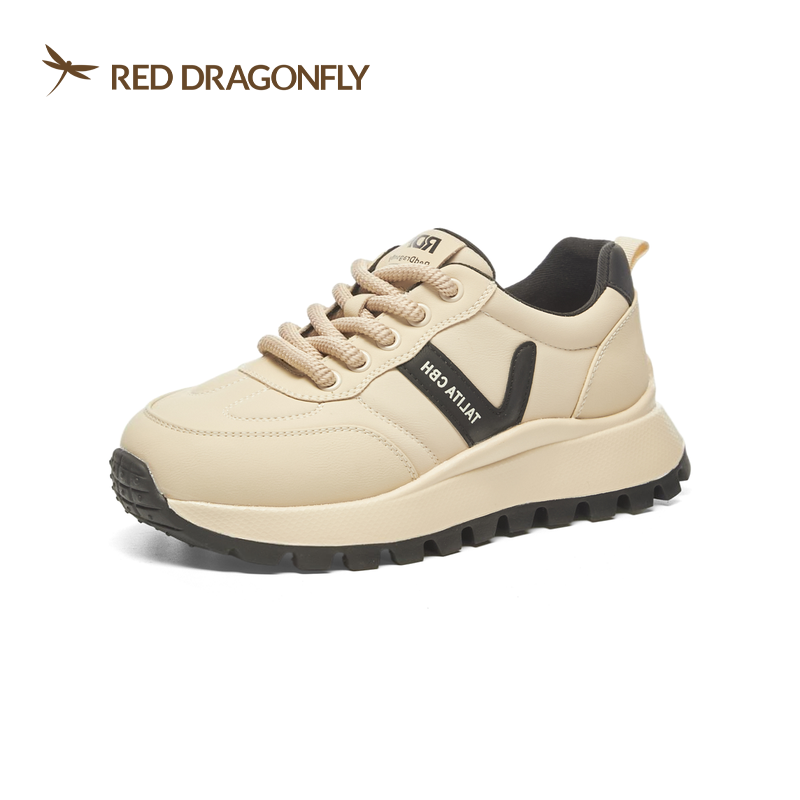 红蜻蜓秋冬女休闲阿甘鞋德训厚底