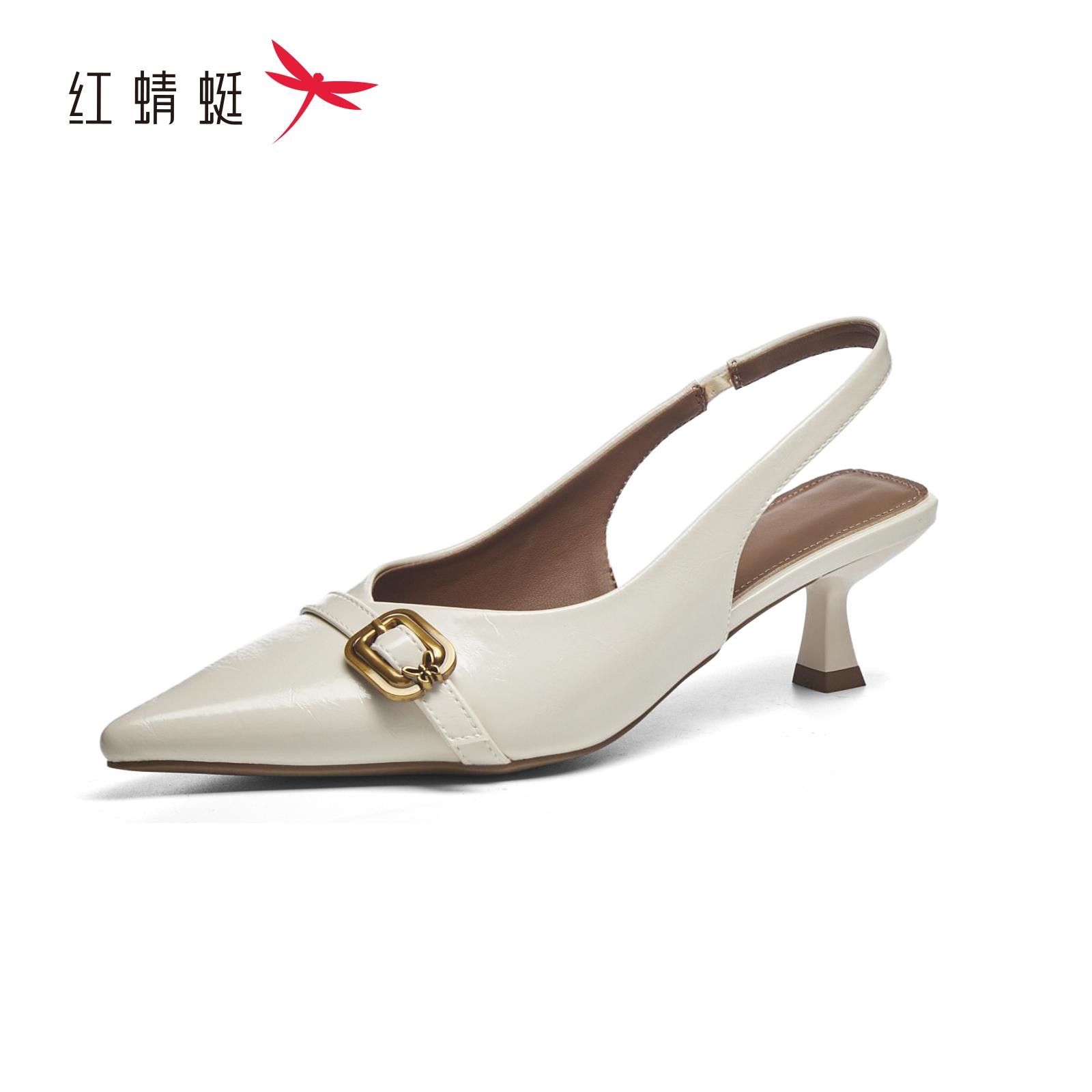 红蜻蜓夏女式穆勒凉鞋玛丽珍尖头