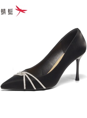 红蜻蜓2025春季女士工装单鞋BC62080011细高跟水钻尖头BC62080013