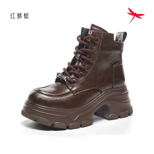 红蜻蜓2025冬季时装靴女靴CD61988021B圆头马丁靴CD61988022H厚底